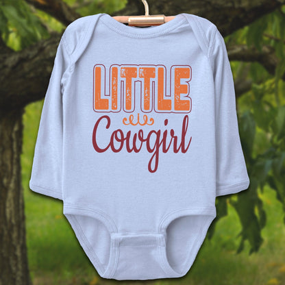 Baby Shirts Bodysuit Long Sleeve / Newborn / Light Blue Little Cowgirl - Baby Shirt