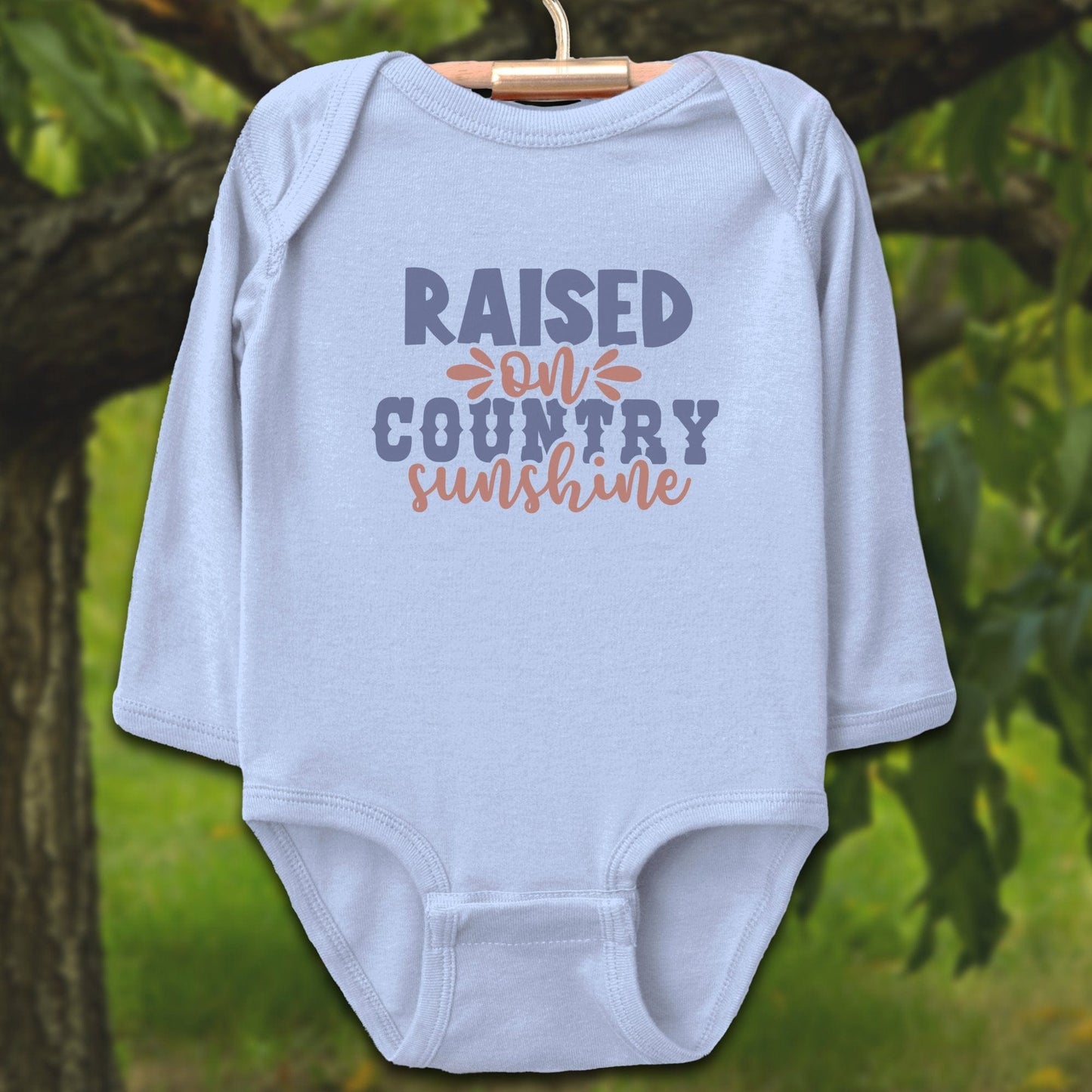 Baby Shirts Bodysuit Long Sleeve / Newborn / Light Blue Raised on Country Sunshine - Baby Shirt