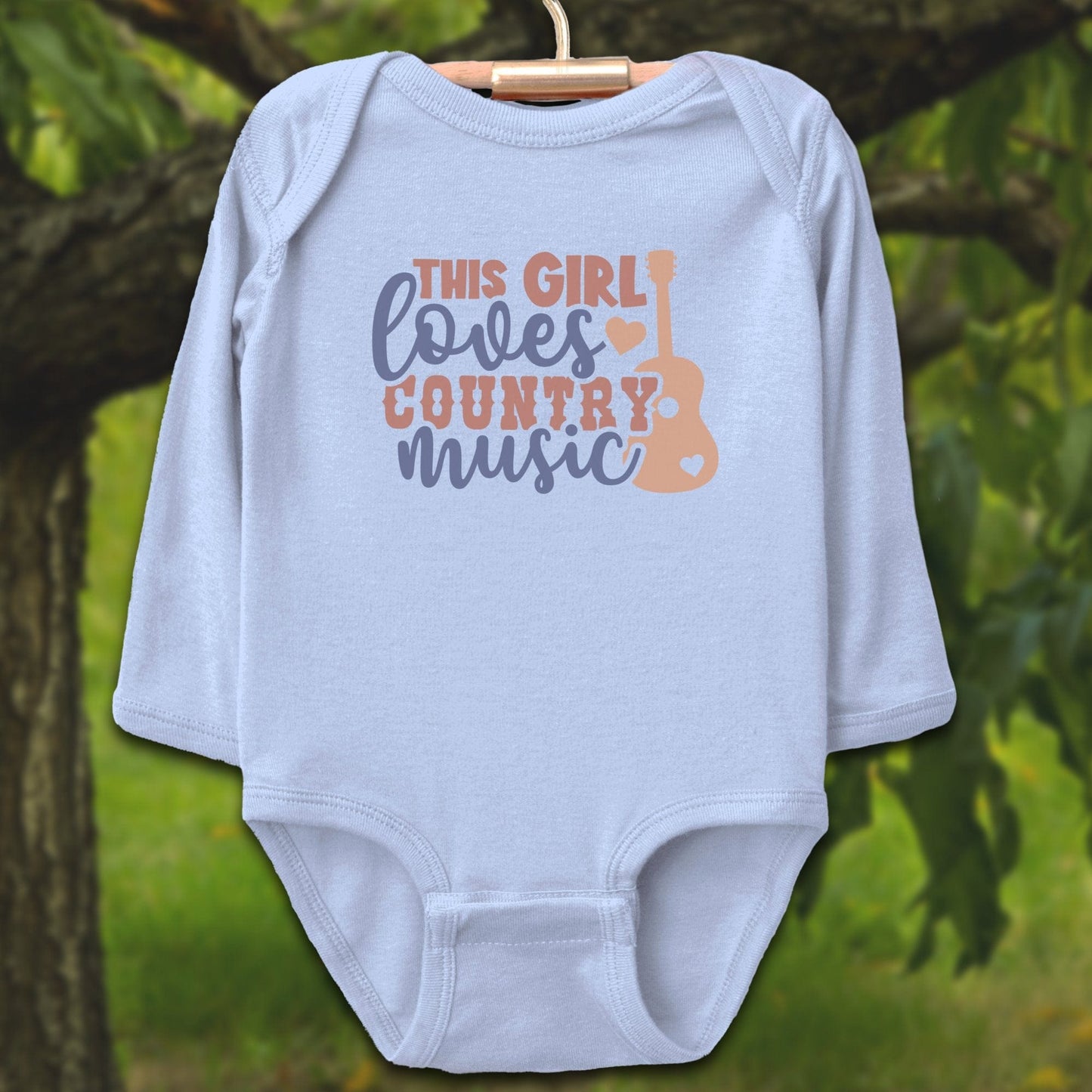 Baby Shirts Bodysuit Long Sleeve / Newborn / Light Blue This Girl Loves Country Music - Baby Shirt