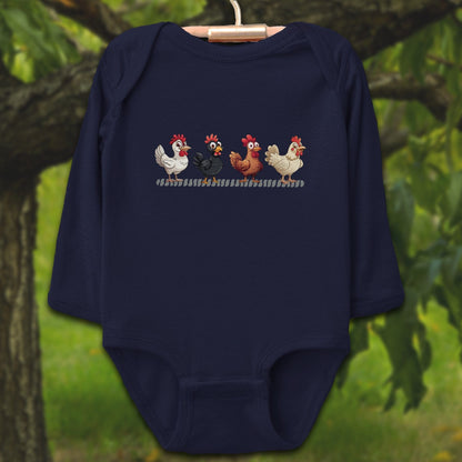 Baby Shirts Bodysuit Long Sleeve / Newborn / Navy Funny Chicken - Baby Shirt