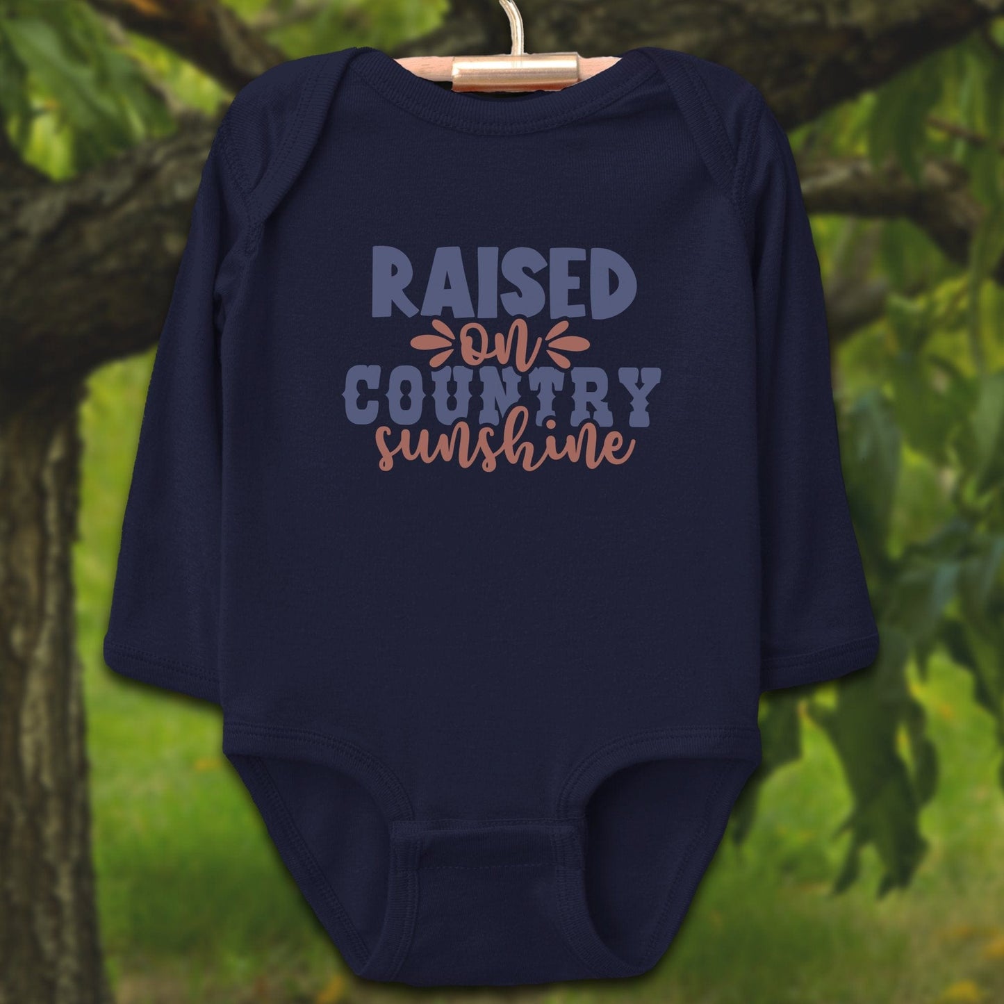 Baby Shirts Bodysuit Long Sleeve / Newborn / Navy Raised on Country Sunshine - Baby Shirt