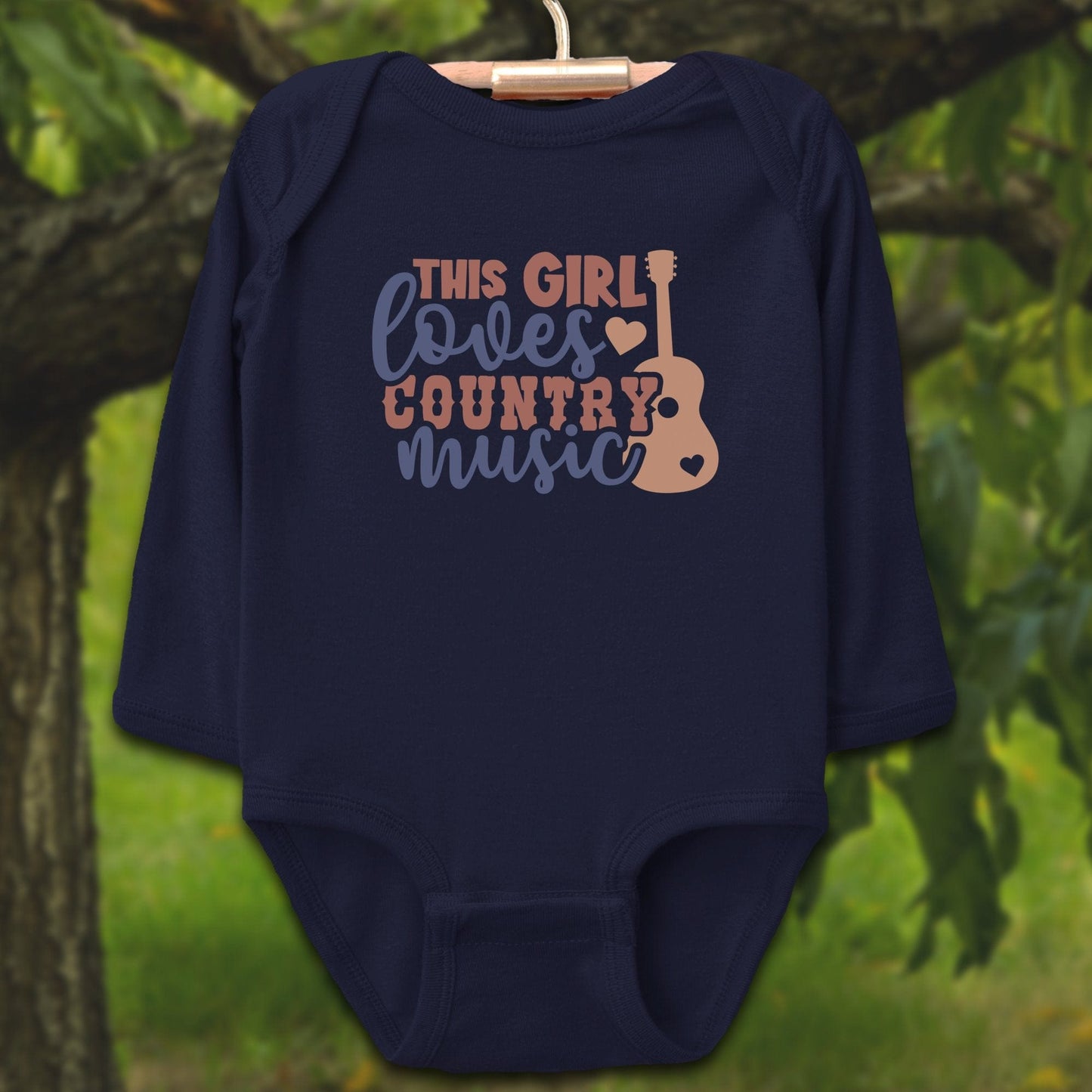 Baby Shirts Bodysuit Long Sleeve / Newborn / Navy This Girl Loves Country Music - Baby Shirt