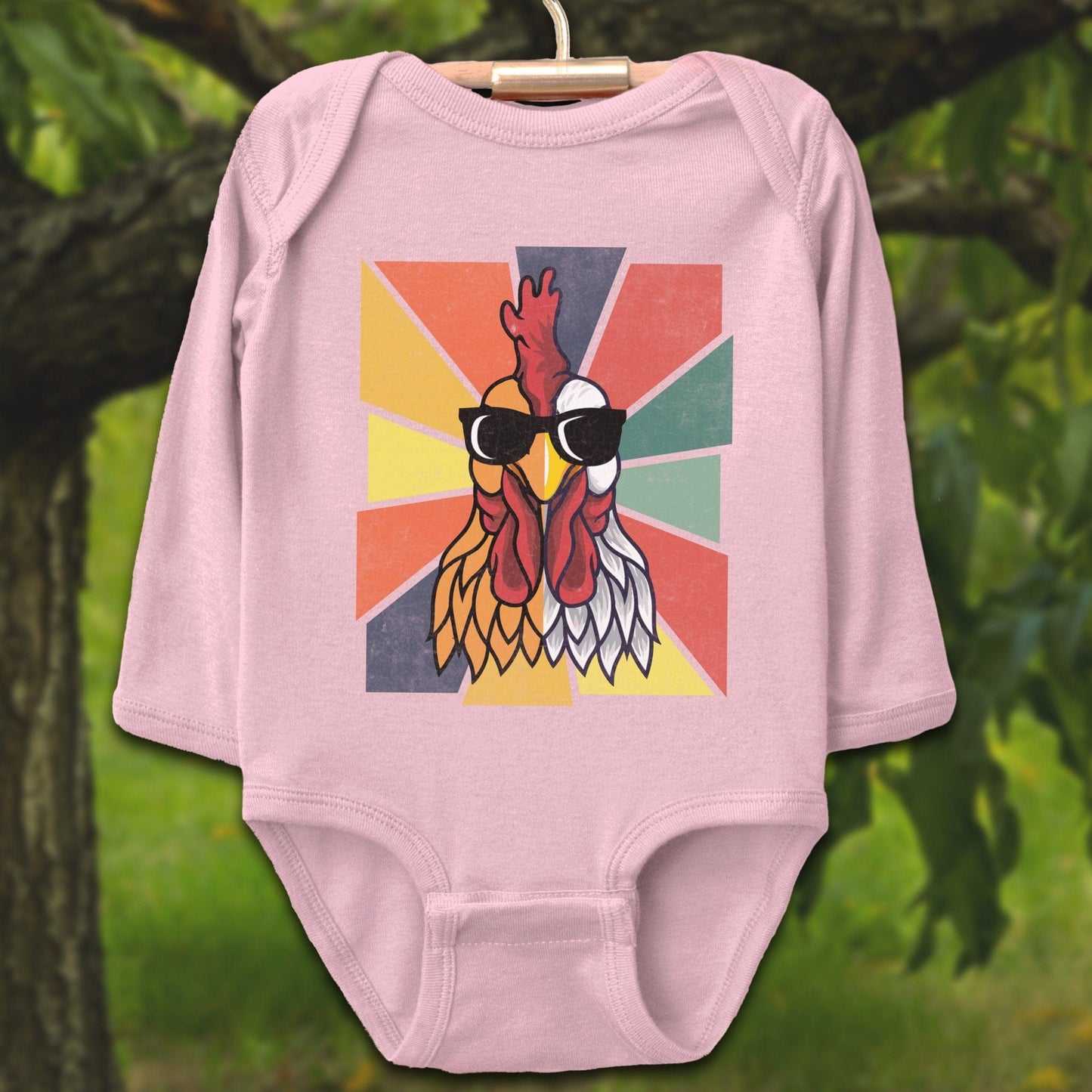 Baby Shirts Bodysuit Long Sleeve / Newborn / Pink Cool Rooster - Baby Shirt