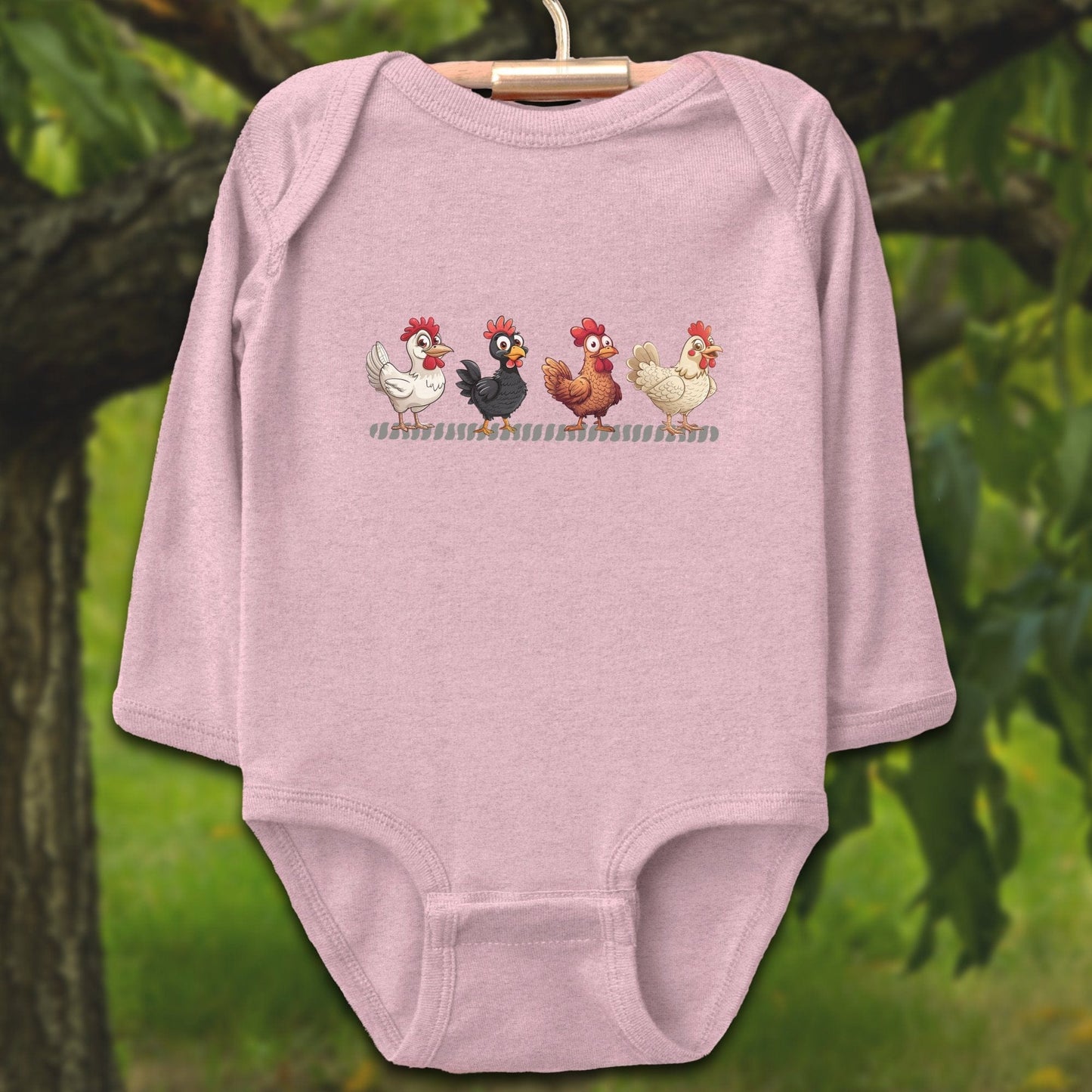 Baby Shirts Bodysuit Long Sleeve / Newborn / Pink Funny Chicken - Baby Shirt