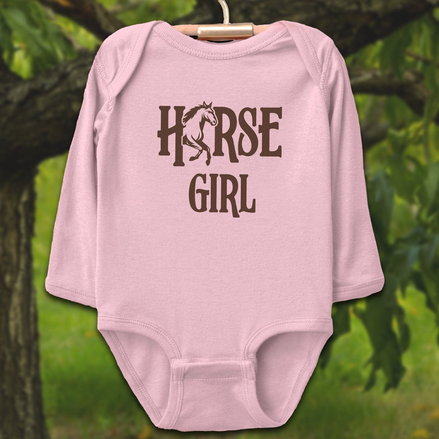 Baby Shirts Bodysuit Long Sleeve / Newborn / Pink Horse Girl - Baby Shirt