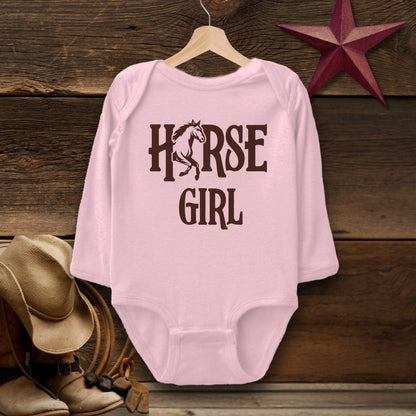 Baby Shirts Bodysuit Long Sleeve / Newborn / Pink Horse Girl - Baby Shirt