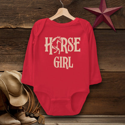 Baby Shirts Bodysuit Long Sleeve / Newborn / Red Horse Girl - Baby Shirt