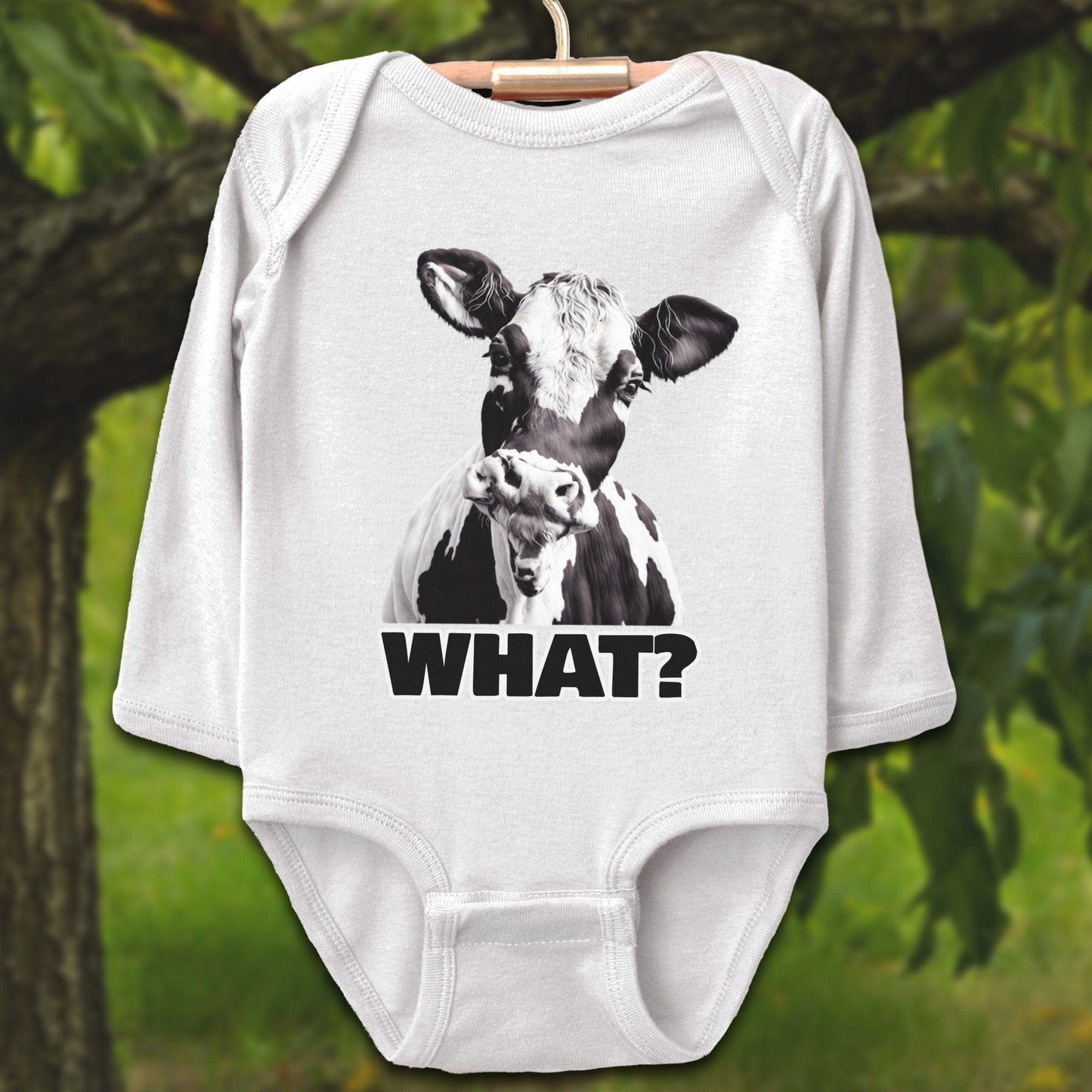 Baby Shirts Bodysuit Long Sleeve / Newborn / White Cow - Baby Shirt