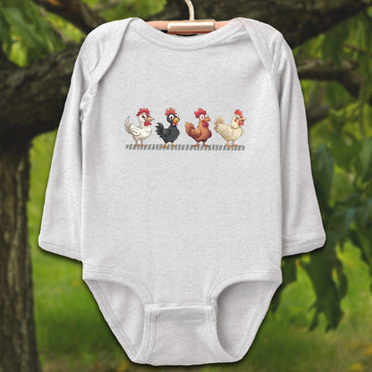 Baby Shirts Bodysuit Long Sleeve / Newborn / White Funny Chicken - Baby Shirt