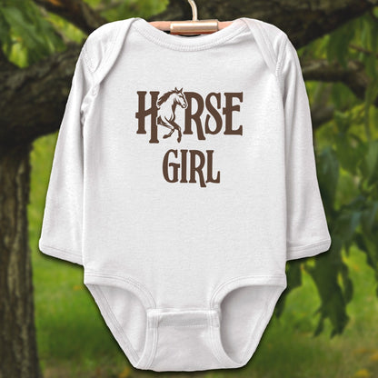 Baby Shirts Bodysuit Long Sleeve / Newborn / White Horse Girl - Baby Shirt