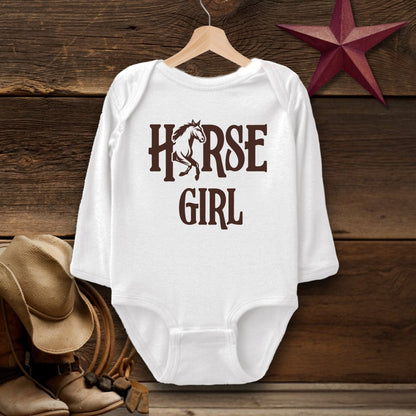 Baby Shirts Bodysuit Long Sleeve / Newborn / White Horse Girl - Baby Shirt