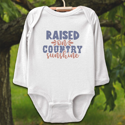 Baby Shirts Bodysuit Long Sleeve / Newborn / White Raised on Country Sunshine - Baby Shirt