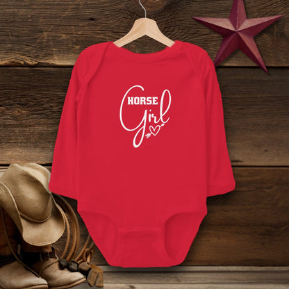 Baby Shirts Bodysuit Long Sleeve / Red / Newborn Horse Girl with Arrow Heart Shirt