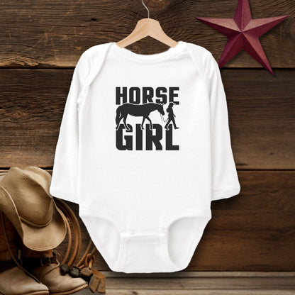 Baby Shirts Bodysuit Long Sleeve / White / Newborn Horse and Girl Shirt