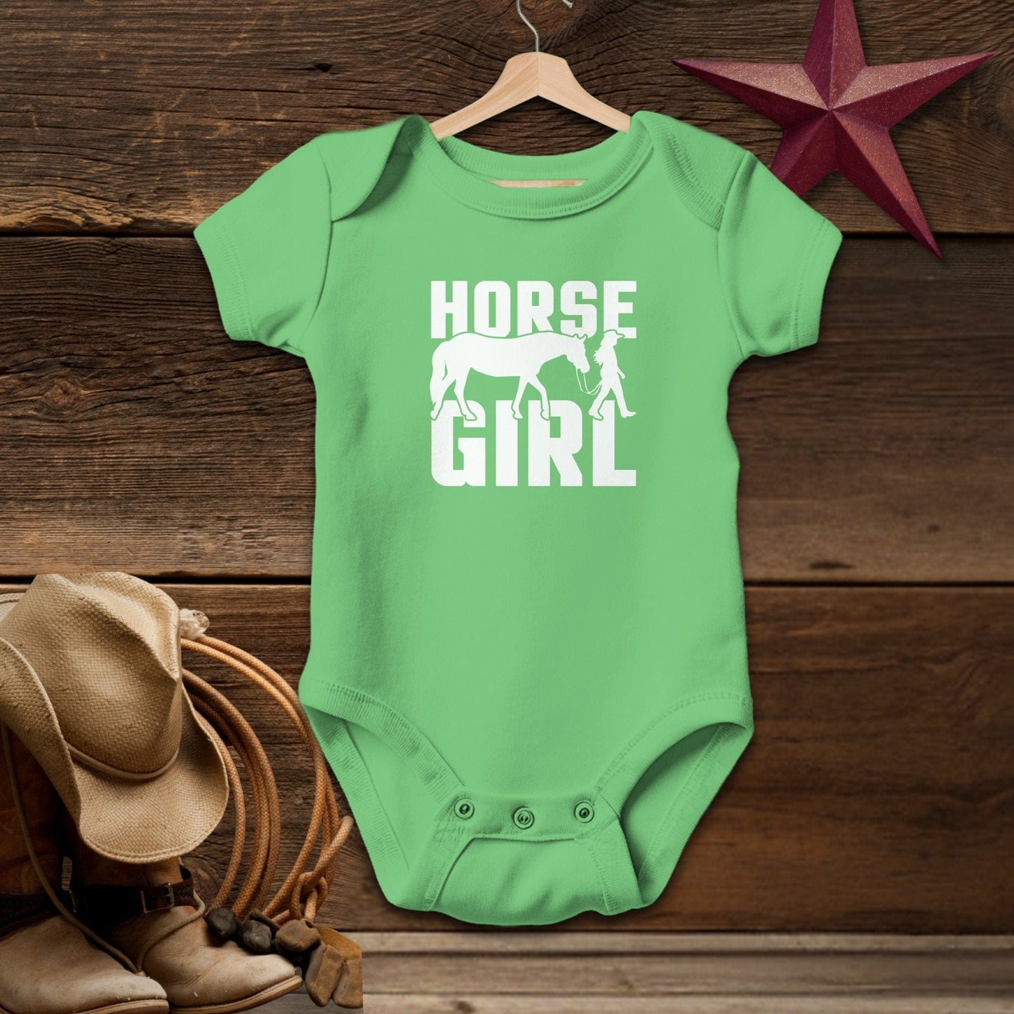 Baby Shirts Bodysuit Short Sleeve / Apple / Newborn Horse and Girl Shirt