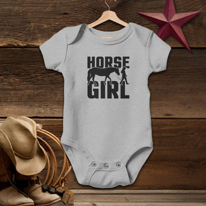 Baby Shirts Bodysuit Short Sleeve / Heather / Newborn Horse and Girl Shirt