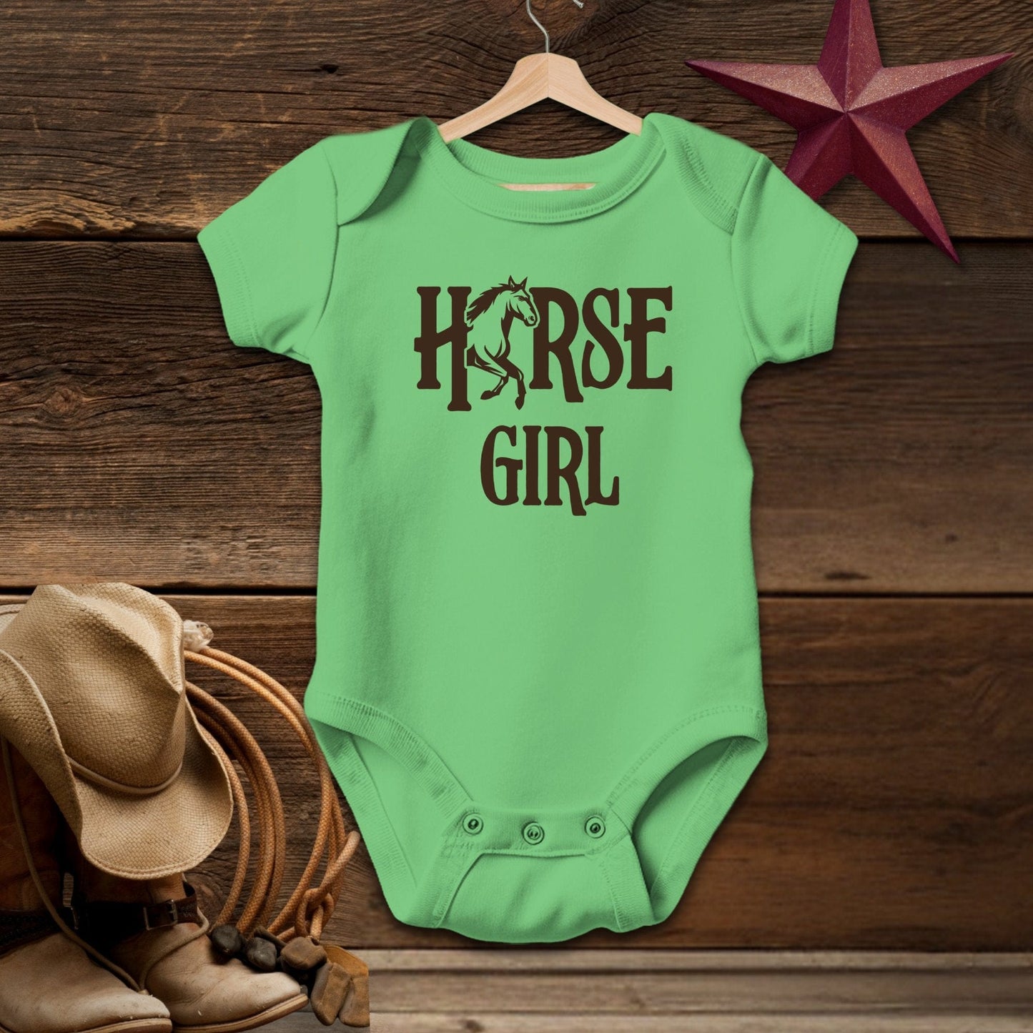 Baby Shirts Bodysuit Short Sleeve / Newborn / Apple Horse Girl - Baby Shirt