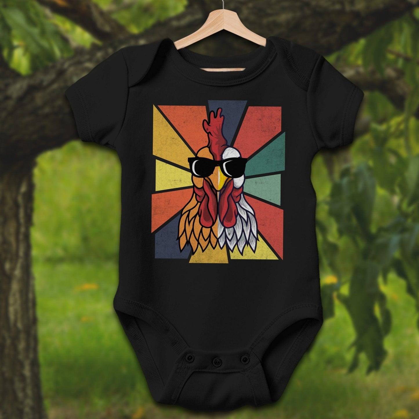 Baby Shirts Bodysuit Short Sleeve / Newborn / Black Cool Rooster - Baby Shirt