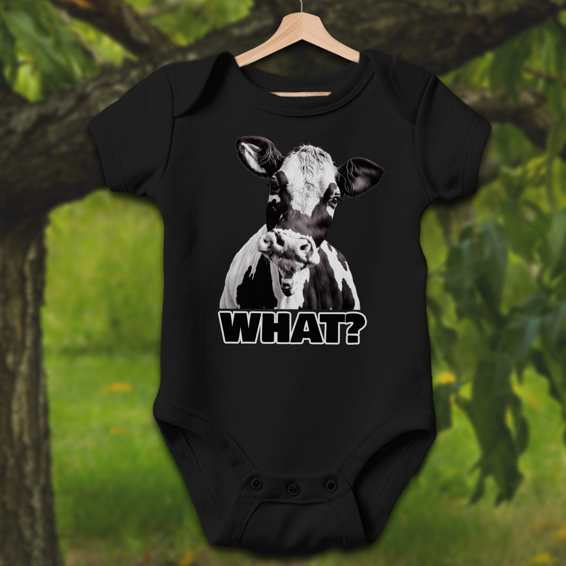 Baby Shirts Bodysuit Short Sleeve / Newborn / Black Cow - Baby Shirt