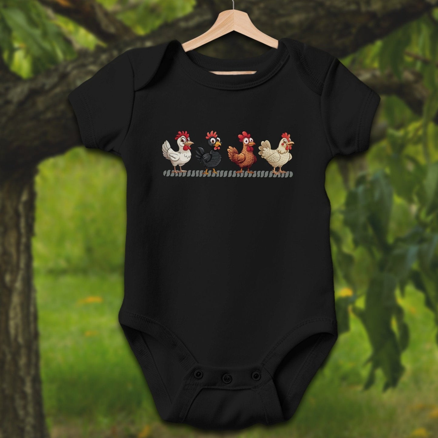 Baby Shirts Bodysuit Short Sleeve / Newborn / Black Funny Chicken - Baby Shirt