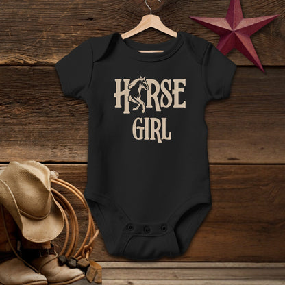 Baby Shirts Bodysuit Short Sleeve / Newborn / Black Horse Girl - Baby Shirt