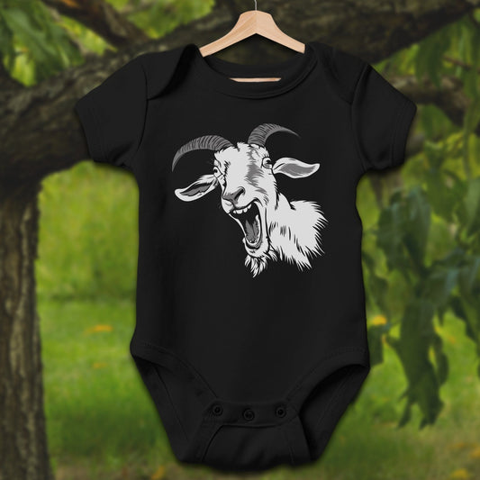 Baby Shirts Bodysuit Short Sleeve / Newborn / Black Screaming Goat - Baby Shirt