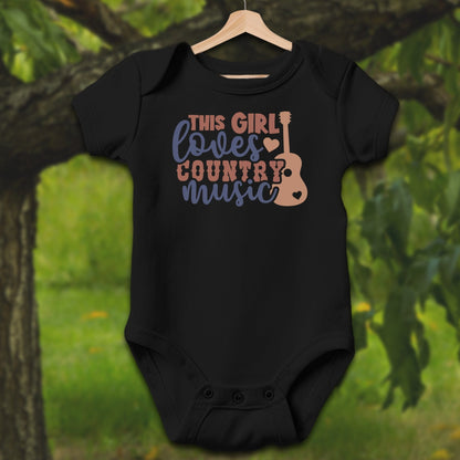 Baby Shirts Bodysuit Short Sleeve / Newborn / Black This Girl Loves Country Music - Baby Shirt