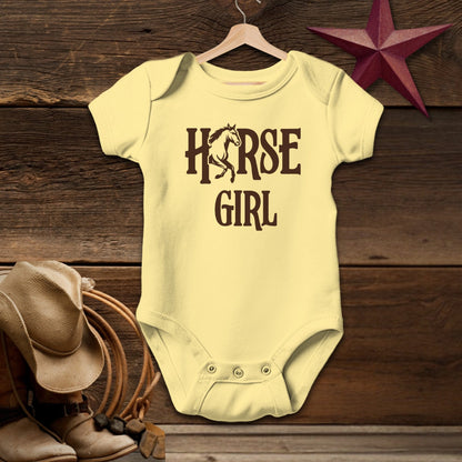 Baby Shirts Bodysuit Short Sleeve / Newborn / Butter Horse Girl - Baby Shirt