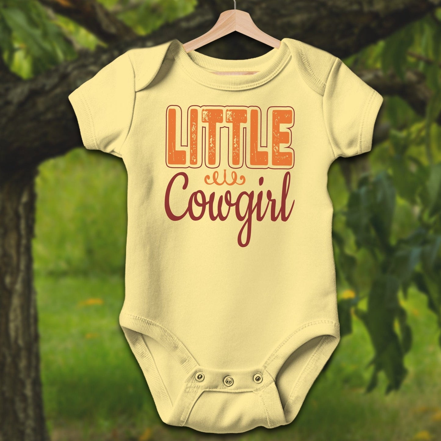 Baby Shirts Bodysuit Short Sleeve / Newborn / Butter Little Cowgirl - Baby Shirt