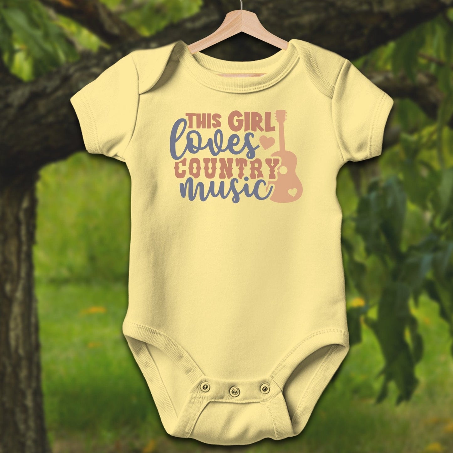 Baby Shirts Bodysuit Short Sleeve / Newborn / Butter This Girl Loves Country Music - Baby Shirt