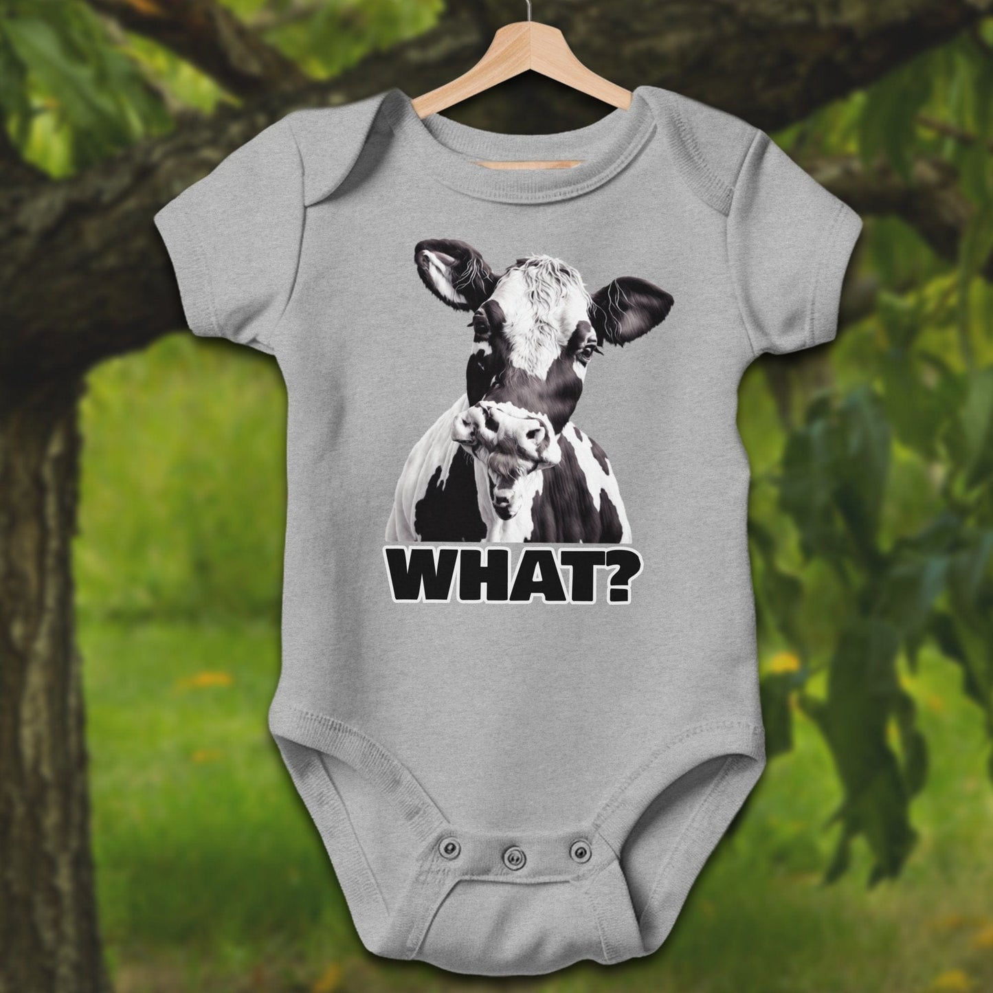 Baby Shirts Bodysuit Short Sleeve / Newborn / Heather Cow - Baby Shirt