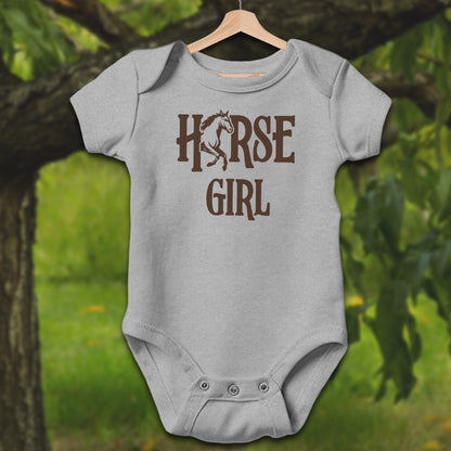 Baby Shirts Bodysuit Short Sleeve / Newborn / Heather Horse Girl - Baby Shirt