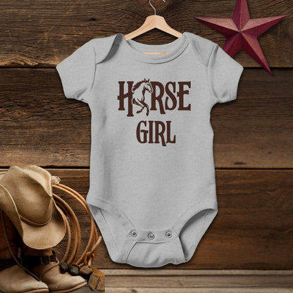 Baby Shirts Bodysuit Short Sleeve / Newborn / Heather Horse Girl - Baby Shirt