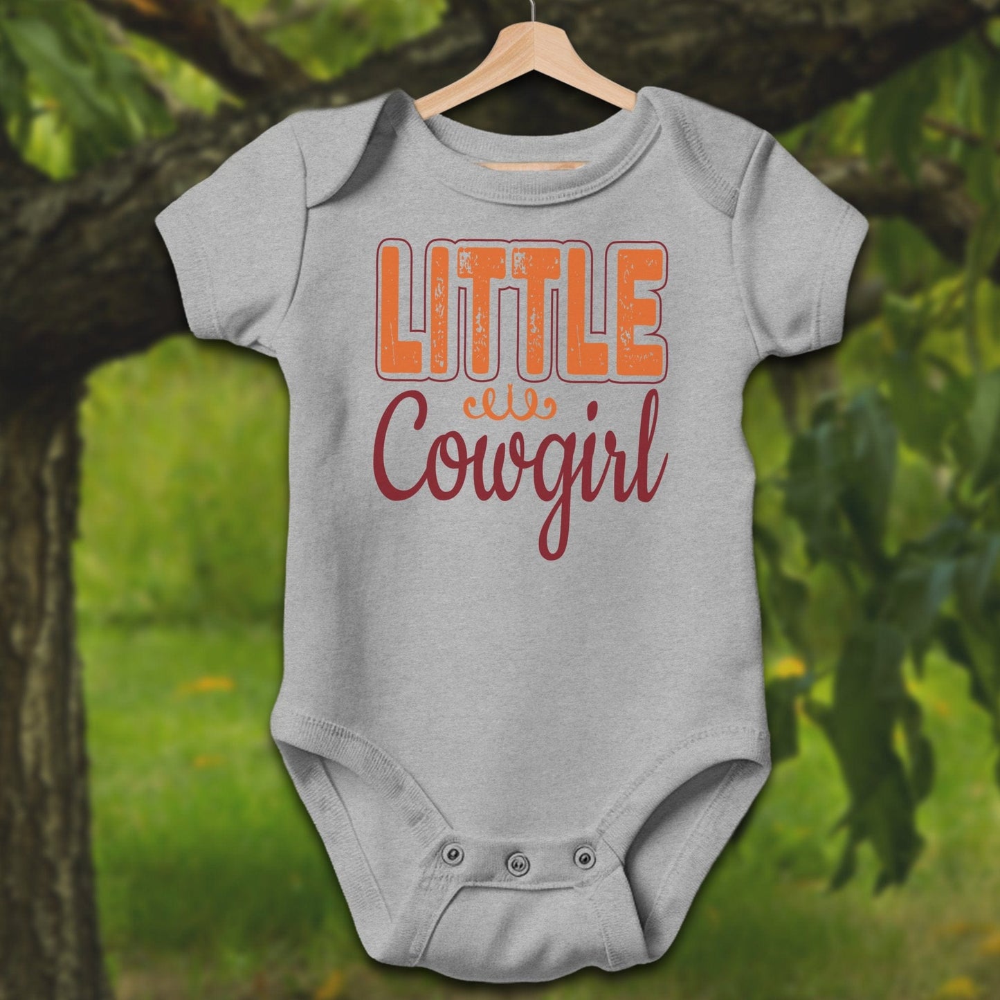 Baby Shirts Bodysuit Short Sleeve / Newborn / Heather Little Cowgirl - Baby Shirt