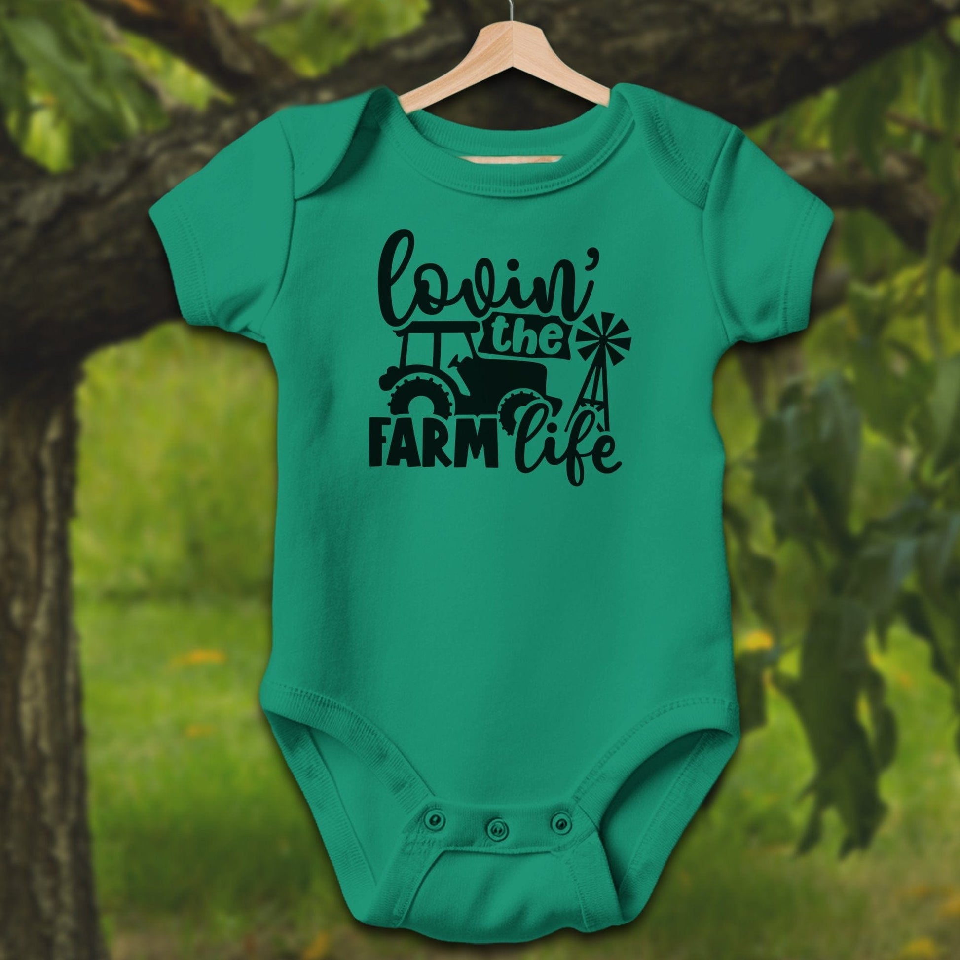 Baby Shirts Bodysuit Short Sleeve / Newborn / Kelly Lovin the Farm Life Tractor - Baby Shirt