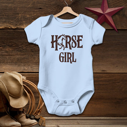 Baby Shirts Bodysuit Short Sleeve / Newborn / Light Blue Horse Girl - Baby Shirt