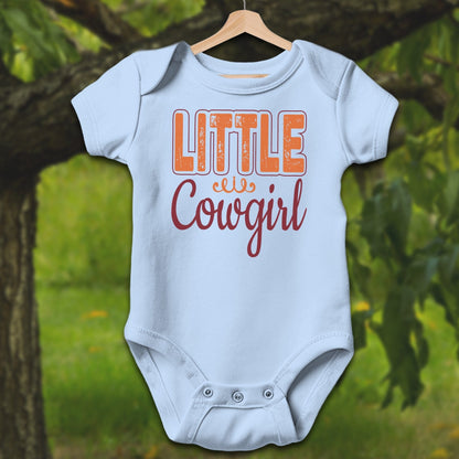 Baby Shirts Bodysuit Short Sleeve / Newborn / Light Blue Little Cowgirl - Baby Shirt