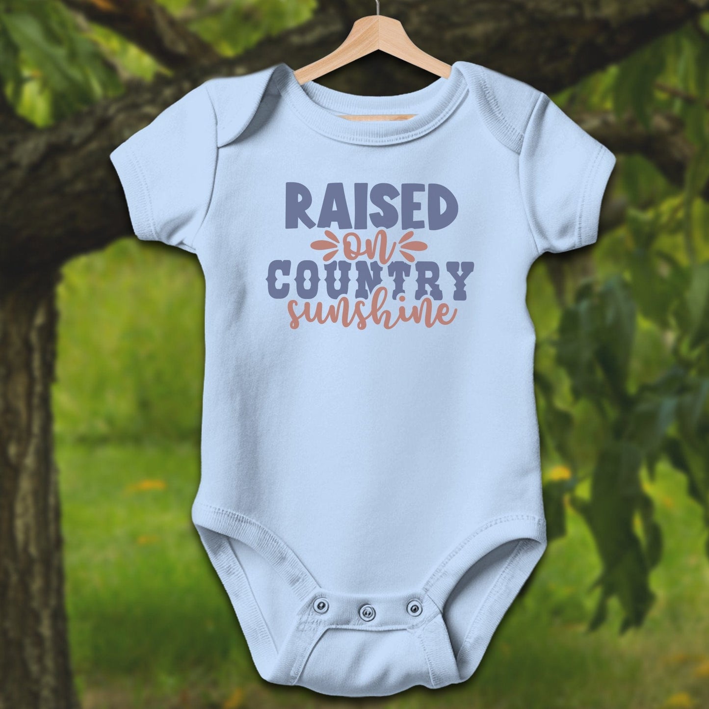 Baby Shirts Bodysuit Short Sleeve / Newborn / Light Blue Raised on Country Sunshine - Baby Shirt