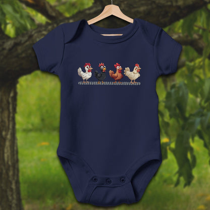 Baby Shirts Bodysuit Short Sleeve / Newborn / Navy Funny Chicken - Baby Shirt