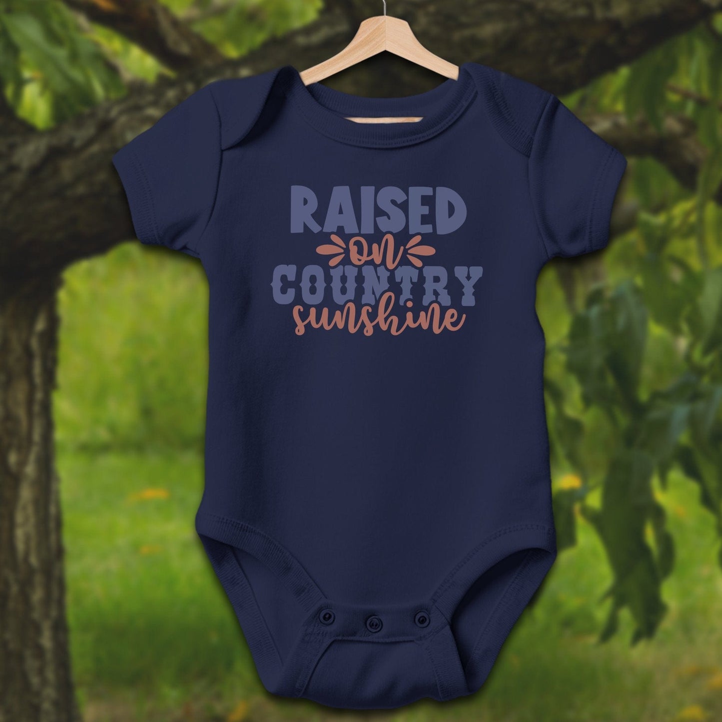 Baby Shirts Bodysuit Short Sleeve / Newborn / Navy Raised on Country Sunshine - Baby Shirt