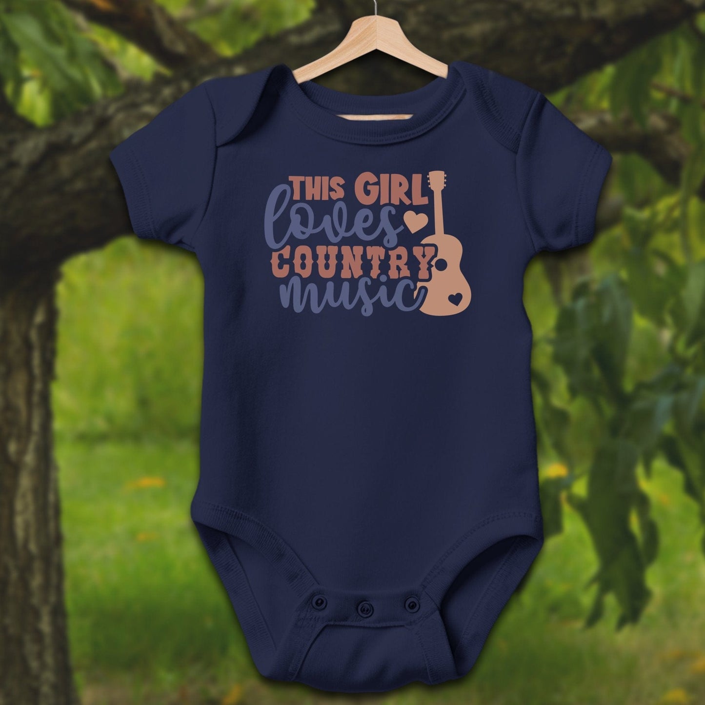 Baby Shirts Bodysuit Short Sleeve / Newborn / Navy This Girl Loves Country Music - Baby Shirt