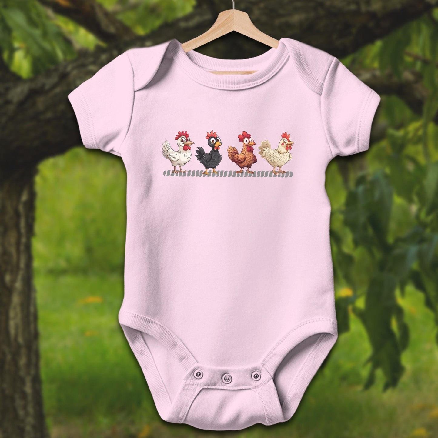 Baby Shirts Bodysuit Short Sleeve / Newborn / Pink Funny Chicken - Baby Shirt