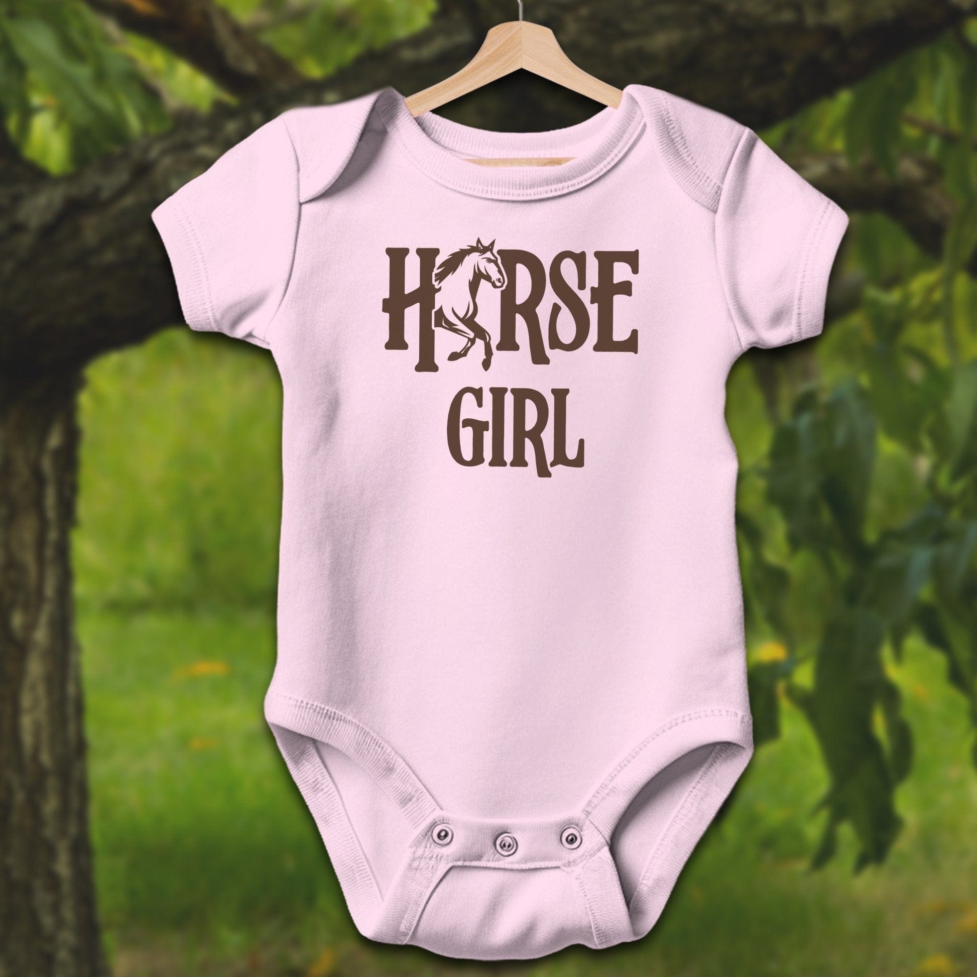 Baby Shirts Bodysuit Short Sleeve / Newborn / Pink Horse Girl - Baby Shirt