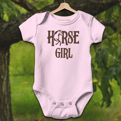 Baby Shirts Bodysuit Short Sleeve / Newborn / Pink Horse Girl - Baby Shirt