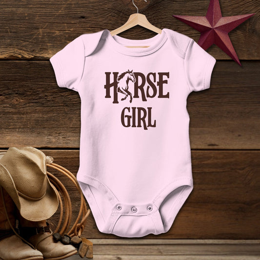 Baby Shirts Bodysuit Short Sleeve / Newborn / Pink Horse Girl - Baby Shirt