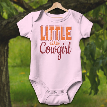 Baby Shirts Bodysuit Short Sleeve / Newborn / Pink Little Cowgirl - Baby Shirt