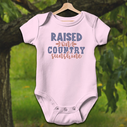 Baby Shirts Bodysuit Short Sleeve / Newborn / Pink Raised on Country Sunshine - Baby Shirt