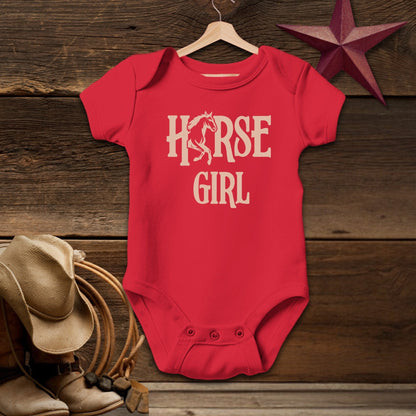 Baby Shirts Bodysuit Short Sleeve / Newborn / Red Horse Girl - Baby Shirt