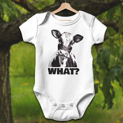 Baby Shirts Bodysuit Short Sleeve / Newborn / White Cow - Baby Shirt