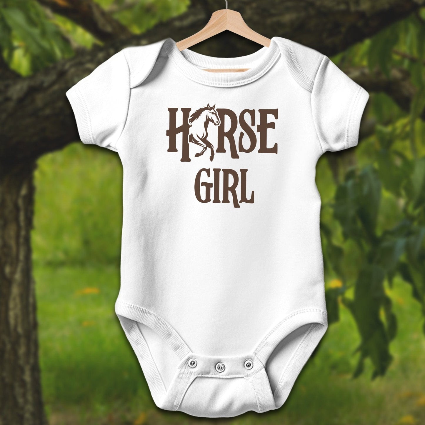 Baby Shirts Bodysuit Short Sleeve / Newborn / White Horse Girl - Baby Shirt